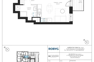 Rzut - Mieszkanie na sprzedaż 1 pokój o powierzchni 27,7 m² - numer A2/1M07 w Sky Point - Apartamenty Inwestycyjne