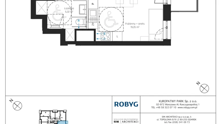 Rzut - Mieszkanie na sprzedaż 1 pokój o powierzchni 27,85 m² - numer A2/2M07 w Sky Point - Apartamenty Inwestycyjne