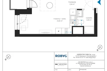 Rzut - Mieszkanie na sprzedaż 1 pokój o powierzchni 27,7 m² - numer A2/3M04 w Sky Point - Apartamenty Inwestycyjne