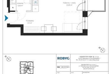 Rzut - Mieszkanie na sprzedaż 1 pokój o powierzchni 27,16 m² - numer A1/5M08 w Sky Point - Apartamenty Inwestycyjne
