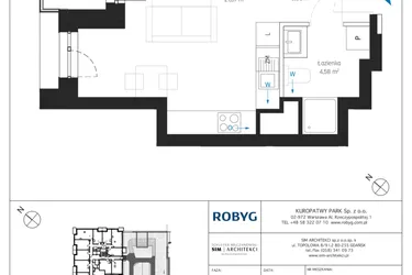 Rzut - Mieszkanie na sprzedaż 1 pokój o powierzchni 29,01 m² - numer A1/1M01 w Sky Point - Apartamenty Inwestycyjne