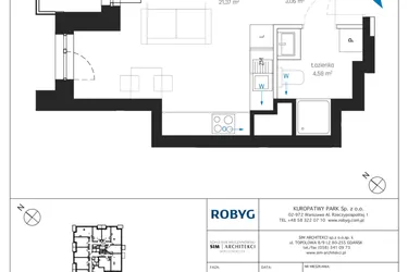 Rzut - Mieszkanie na sprzedaż 1 pokój o powierzchni 29,01 m² - numer A1/2M01 w Sky Point - Apartamenty Inwestycyjne