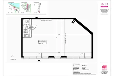 Rzut - Lokal użytkowy na sprzedaż 1 pokój o powierzchni 91,56 m² - numer B/4/0/1.3 w Malta Wołkowyska etap III