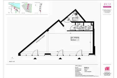 Rzut - Lokal użytkowy na sprzedaż 1 pokój o powierzchni 63,87 m² - numer B/4/0/1.4 w Malta Wołkowyska etap III