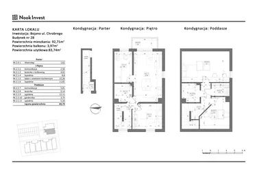 Rzut - Mieszkanie na sprzedaż 5 pokoi o powierzchni 83,74 m² - numer 2B w Bojano, ul. Chrobrego