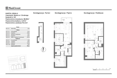 Rzut - Mieszkanie na sprzedaż 5 pokoi o powierzchni 79,11 m² - numer 3B w Bojano, ul. Chrobrego