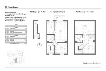 Rzut - Mieszkanie na sprzedaż 5 pokoi o powierzchni 83,74 m² - numer 6B w Bojano, ul. Chrobrego