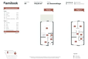 Rzut - Mieszkanie na sprzedaż 5 pokoi o powierzchni 110,3 m² - numer B1 w Familook