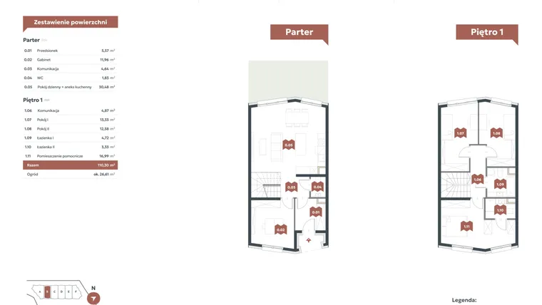 Rzut - Mieszkanie na sprzedaż 5 pokoi o powierzchni 110,3 m² - numer B1 w Familook