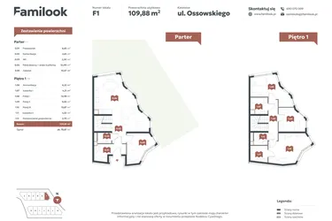 Rzut - Mieszkanie na sprzedaż 5 pokoi o powierzchni 109,88 m² - numer F1 w Familook