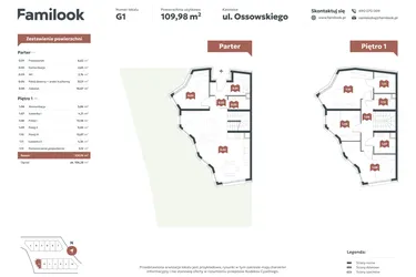 Rzut - Mieszkanie na sprzedaż 5 pokoi o powierzchni 109,96 m² - numer G1 w Familook