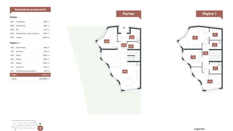 Rzut - Mieszkanie na sprzedaż 5 pokoi o powierzchni 109,96 m² - numer G1 w Familook