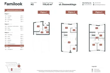 Rzut - Mieszkanie na sprzedaż 6 pokoi o powierzchni 119,45 m² - numer H2 w Familook