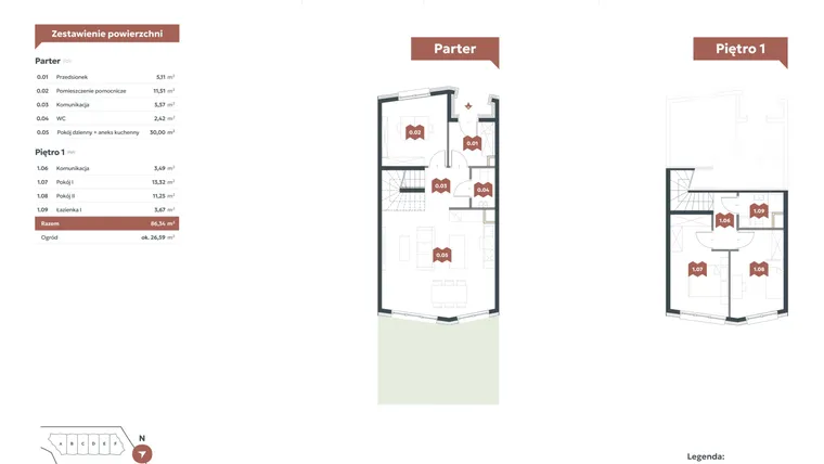 Rzut - Mieszkanie na sprzedaż 5 pokoi o powierzchni 86,34 m² - numer J1 w Familook