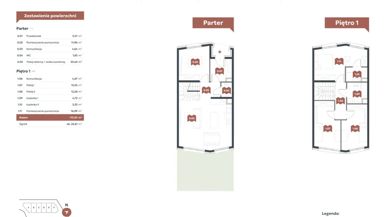 Rzut - Mieszkanie na sprzedaż 5 pokoi o powierzchni 110,3 m² - numer K1 w Familook