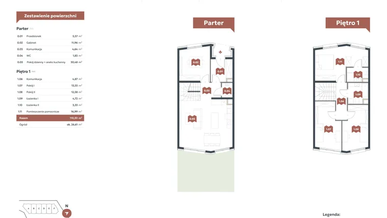 Rzut - Mieszkanie na sprzedaż 5 pokoi o powierzchni 110,3 m² - numer L1 w Familook