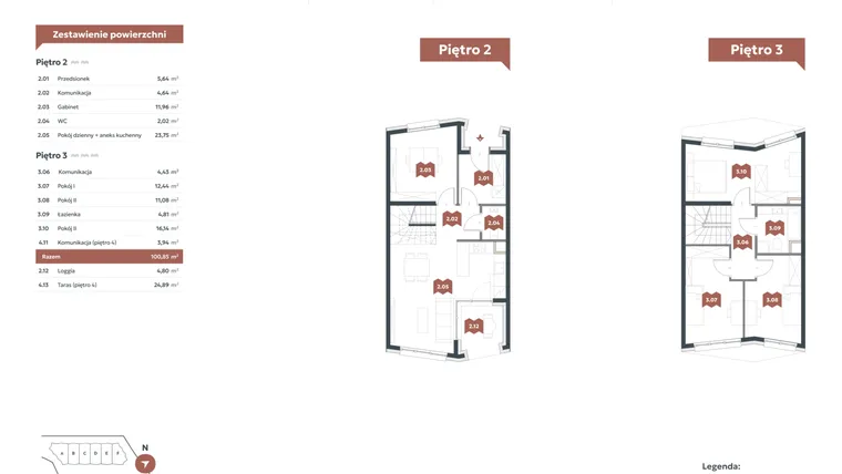 Rzut - Mieszkanie na sprzedaż 5 pokoi o powierzchni 100,85 m² - numer L2 w Familook
