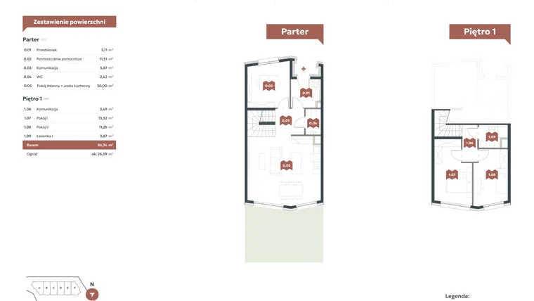 Rzut - Mieszkanie na sprzedaż 4 pokoje o powierzchni 86,34 m² - numer I1 w Familook