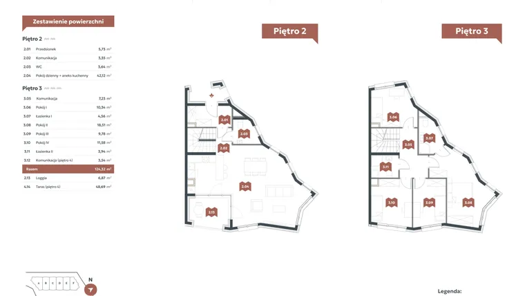 Rzut - Mieszkanie na sprzedaż 4 pokoje o powierzchni 124,32 m² - numer M2 w Familook