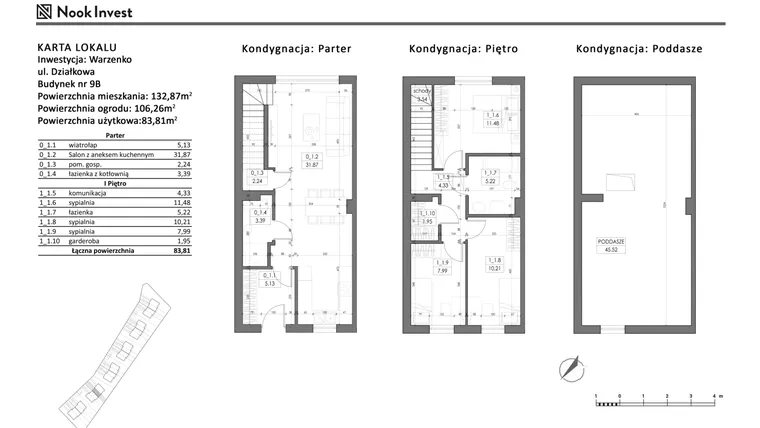 Rzut - Dom na sprzedaż 5 pokoi o powierzchni 83,81 m² - numer 9B w Domy nad jeziorem w Warzenku
