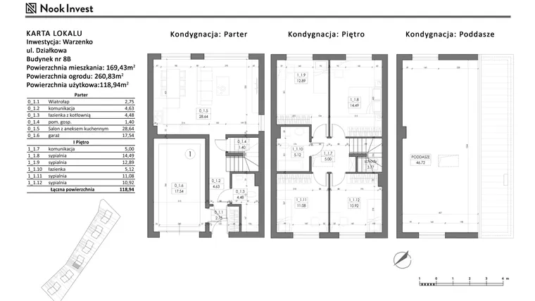Rzut - Dom na sprzedaż 6 pokoi o powierzchni 118,94 m² - numer 8B w Domy nad jeziorem w Warzenku