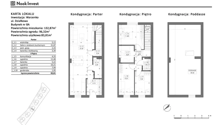 Rzut - Dom na sprzedaż 5 pokoi o powierzchni 83,81 m² - numer 8A w Domy nad jeziorem w Warzenku