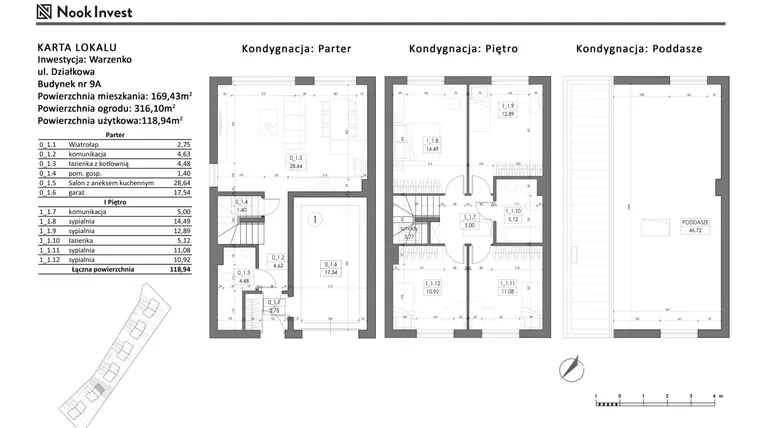 Rzut - Dom na sprzedaż 6 pokoi o powierzchni 118,94 m² - numer 9A w Domy nad jeziorem w Warzenku