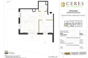 Rzut - Mieszkanie na sprzedaż 2 pokoje o powierzchni 44,94 m² - numer A2 w Osiedle Sprawna