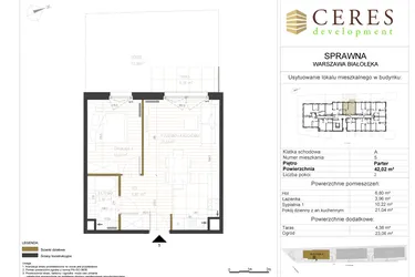 Rzut - Mieszkanie na sprzedaż 2 pokoje o powierzchni 42,02 m² - numer A5 w Osiedle Sprawna