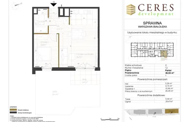 Rzut - Mieszkanie na sprzedaż 2 pokoje o powierzchni 46,55 m² - numer C12 w Osiedle Sprawna