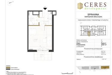 Rzut - Mieszkanie na sprzedaż 1 pokój o powierzchni 29,87 m² - numer C27 w Osiedle Sprawna