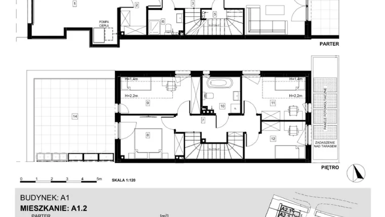 Rzut - Dom na sprzedaż 5 pokoi o powierzchni 127,69 m² - numer A1.2 w Ville Przy Białej