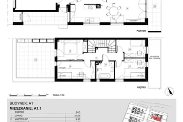 Rzut - Dom na sprzedaż 5 pokoi o powierzchni 127,68 m² - numer A1.1 w Ville Przy Białej