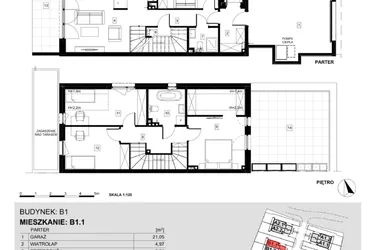 Rzut - Dom na sprzedaż 5 pokoi o powierzchni 126,6 m² - numer B1.1 w Ville Przy Białej