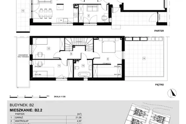 Rzut - Dom na sprzedaż 5 pokoi o powierzchni 126,61 m² - numer B2.2 w Ville Przy Białej