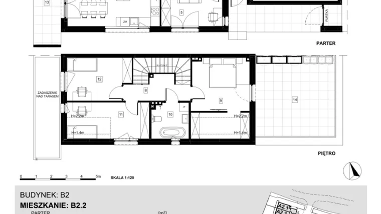 Rzut - Dom na sprzedaż 5 pokoi o powierzchni 126,61 m² - numer B2.2 w Ville Przy Białej