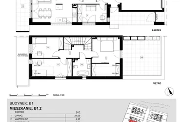 Rzut - Dom na sprzedaż 5 pokoi o powierzchni 126,61 m² - numer B1.2 w Ville Przy Białej