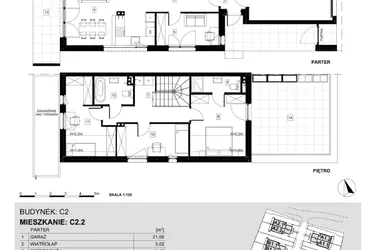 Rzut - Dom na sprzedaż 5 pokoi o powierzchni 126,95 m² - numer C2.2 w Ville Przy Białej