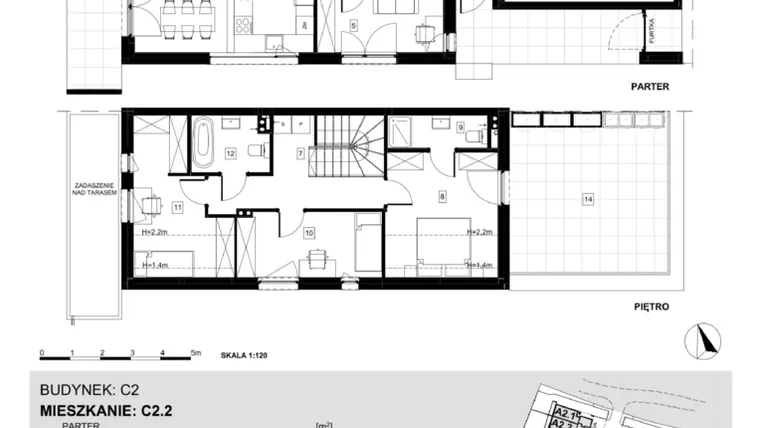 Rzut - Dom na sprzedaż 5 pokoi o powierzchni 126,95 m² - numer C2.2 w Ville Przy Białej