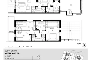 Rzut - Dom na sprzedaż 5 pokoi o powierzchni 126,6 m² - numer B2.1 w Ville Przy Białej