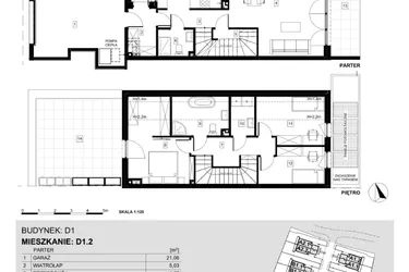 Rzut - Dom na sprzedaż 4 pokoje o powierzchni 122,41 m² - numer D1.2 w Ville Przy Białej