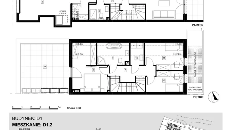 Rzut - Dom na sprzedaż 4 pokoje o powierzchni 122,41 m² - numer D1.2 w Ville Przy Białej