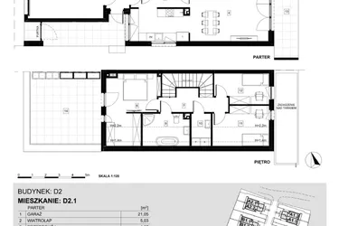 Rzut - Dom na sprzedaż 4 pokoje o powierzchni 122,4 m² - numer D2.1 w Ville Przy Białej