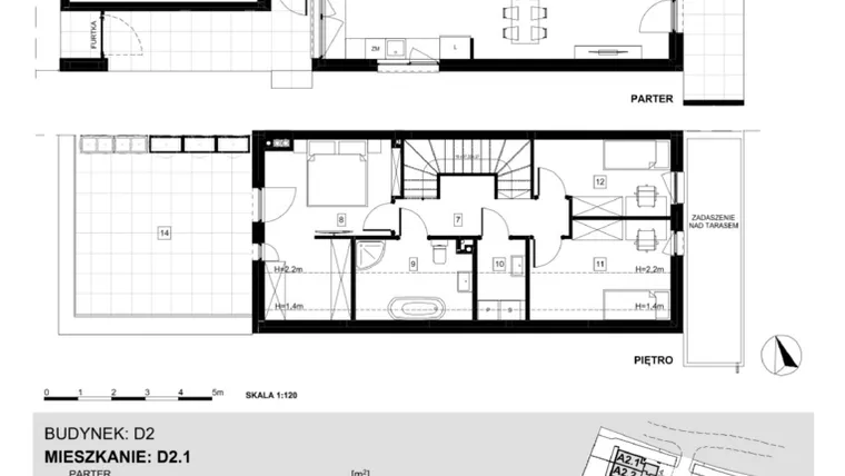 Rzut - Dom na sprzedaż 4 pokoje o powierzchni 122,4 m² - numer D2.1 w Ville Przy Białej