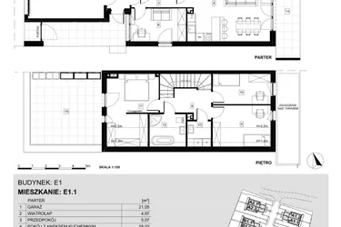 Rzut - Dom na sprzedaż 4 pokoje o powierzchni 123,09 m² - numer E1.1 w Ville Przy Białej