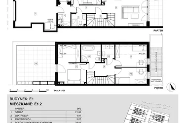 Rzut - Dom na sprzedaż 4 pokoje o powierzchni 123,1 m² - numer E1.2 w Ville Przy Białej
