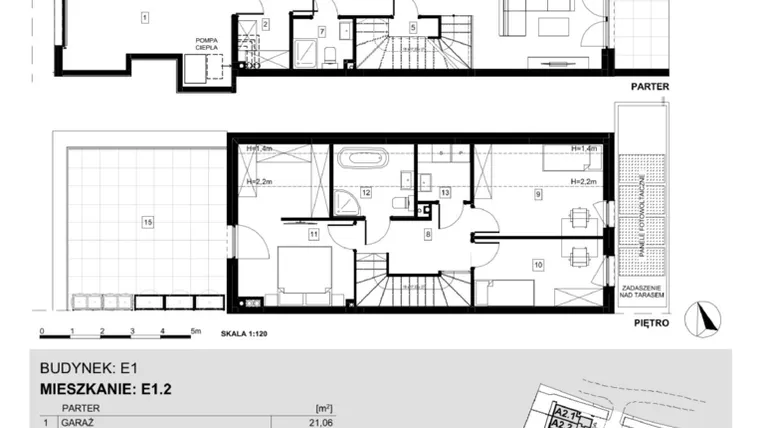 Rzut - Dom na sprzedaż 4 pokoje o powierzchni 123,1 m² - numer E1.2 w Ville Przy Białej