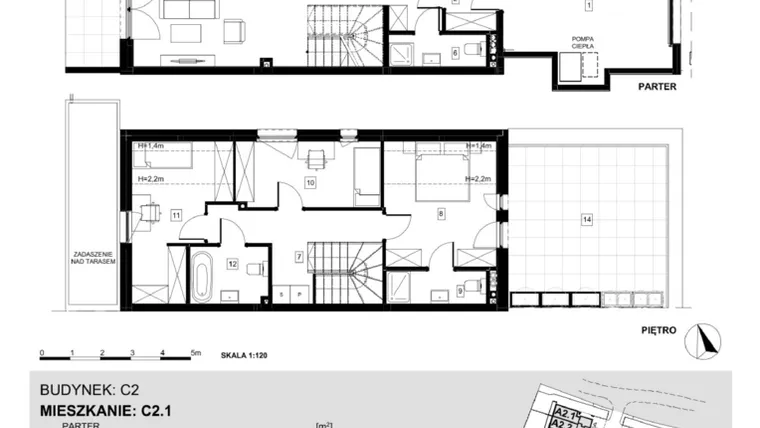 Rzut - Dom na sprzedaż 5 pokoi o powierzchni 127,23 m² - numer C2.1 w Ville Przy Białej
