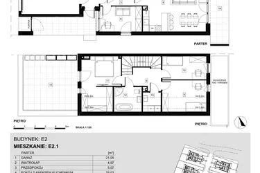 Rzut - Dom na sprzedaż 4 pokoje o powierzchni 123,09 m² - numer E2.1 w Ville Przy Białej