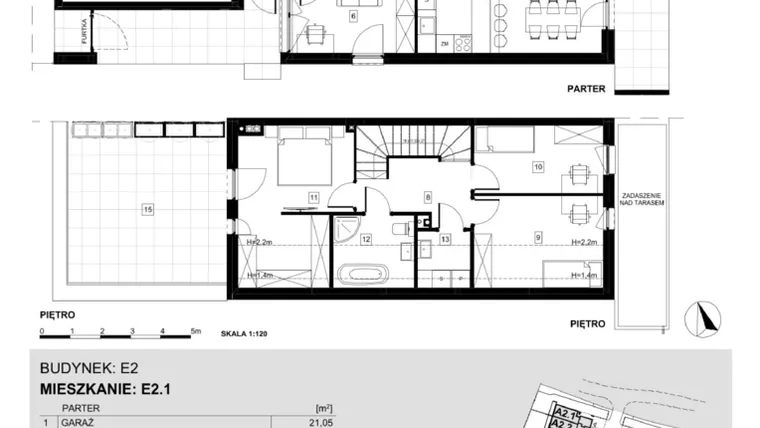 Rzut - Dom na sprzedaż 4 pokoje o powierzchni 123,09 m² - numer E2.1 w Ville Przy Białej